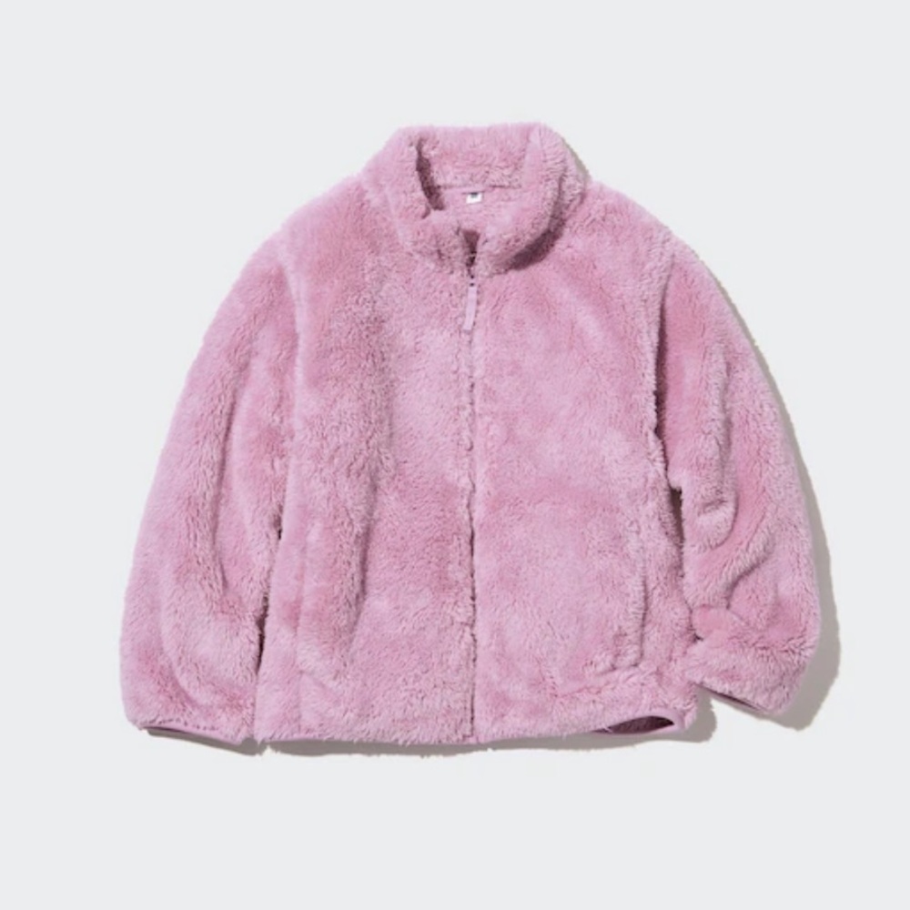 Uniqlo Kids FLUFFY YARN FLEECE FULL-ZIP JACKET Purple